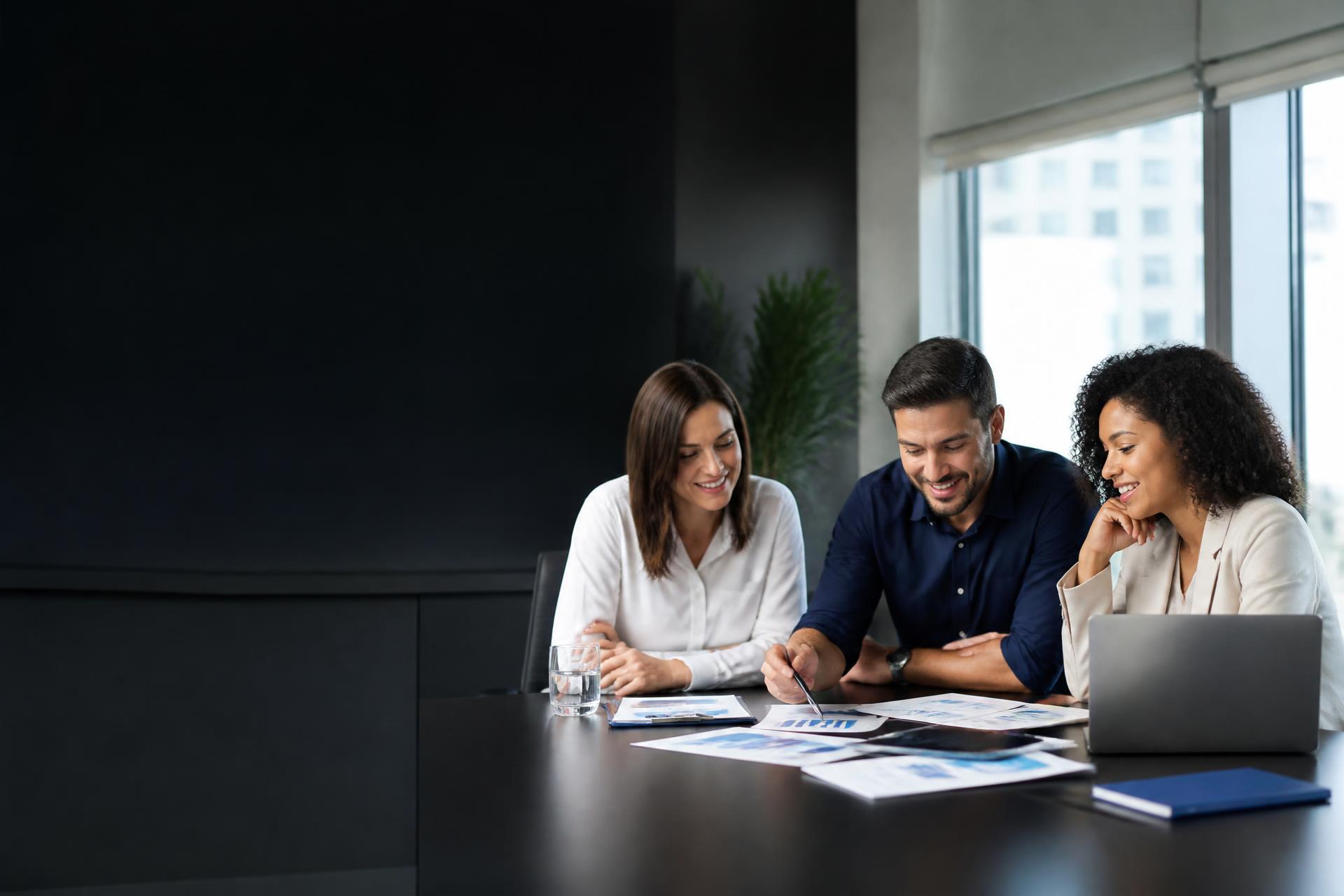 Empreendedores analisando estratégias de crescimento